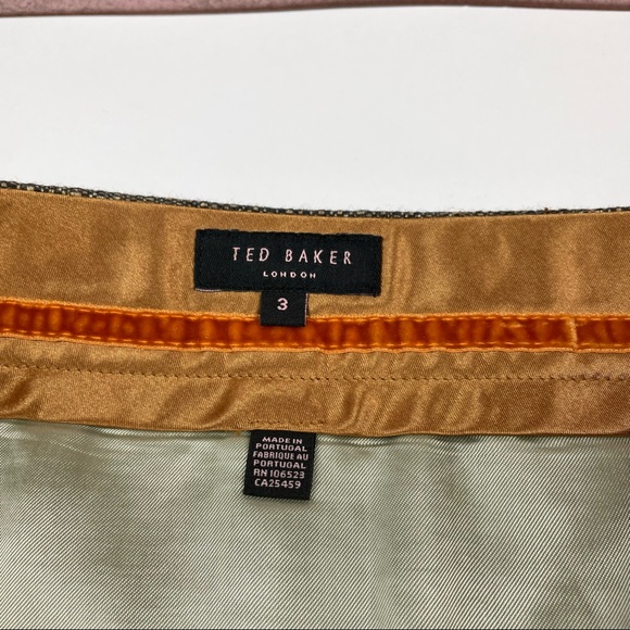 Ted Baker London Brown Tweed Wool Silk Pencil Skirt Women Size Medium - Picture 2 of 8